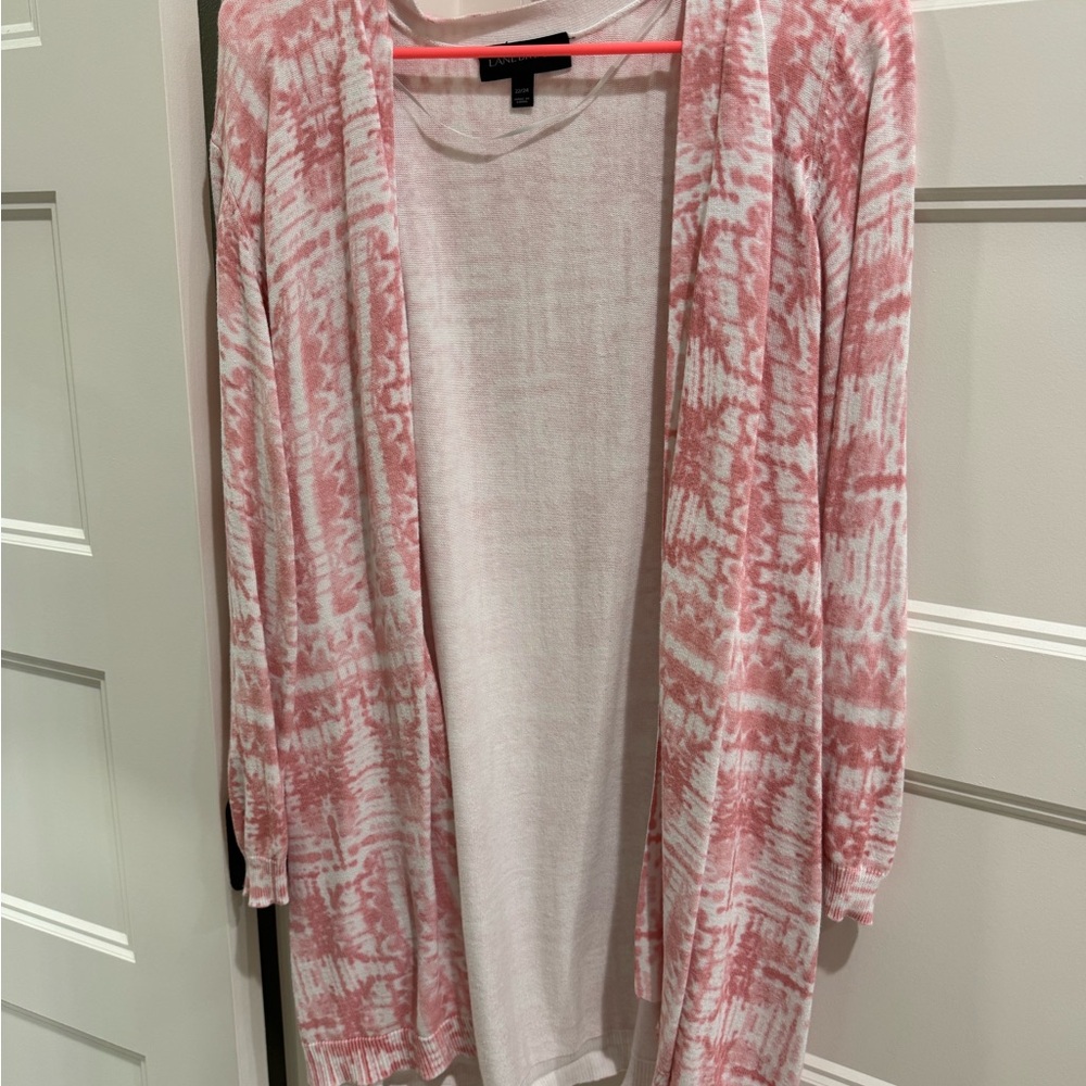 Pink Patterned Open-Front Women's Cardigan